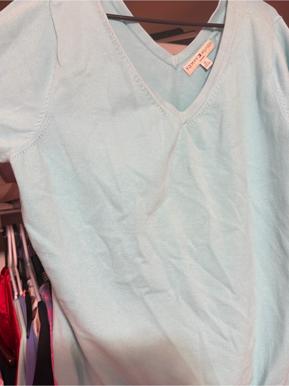 Tommy Hilfiger Light Blue V-Neck Short Sleeve Tee